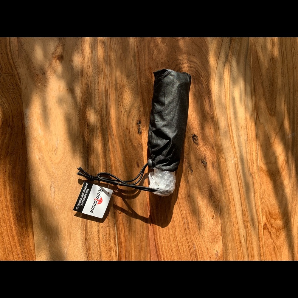 Raintamer Mini Automatic Open/Close Umbrella. Black. Limited Lifetime Warranty.